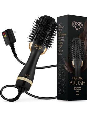 Hot Air Blowout Dryer Brush & Volumizer for Women - Oval Design, 75MM, Black